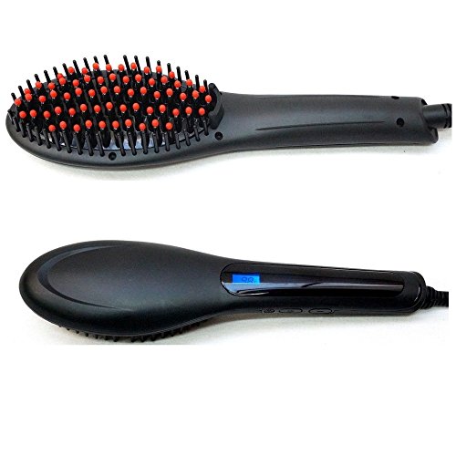 Fast Hair Straightener HQT 906 Flat Flattening Electric Brush w/ Temp Control & Display Black