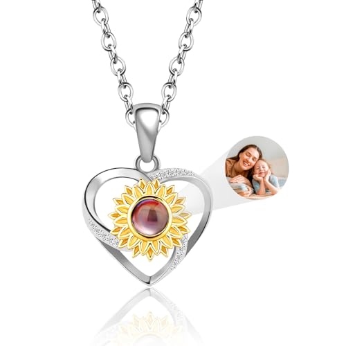 La mejor selección de Platos conmemorativos los 5 mejores. 47 Personalizado Collar de Girasol con Foto Interna - Colgante de Proyección de Foto Personalizable - Regalo de Plata Esterlina para Mujer - Aniversario, Navidad, Día de Muertos o...