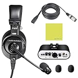 Liquid Audio Audio Technica BPHS1-XF4 Communication Stereo Headset with Dynamic Boom Mic Bundle w/Icon Duo22 Live Audio Interface Polishing Cloth