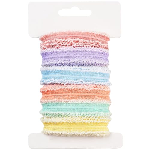CABODYALS 18 Yards 6 Colors Pastel Rainbow Ribbon Colored Pleated Ruffle Lace Trim...