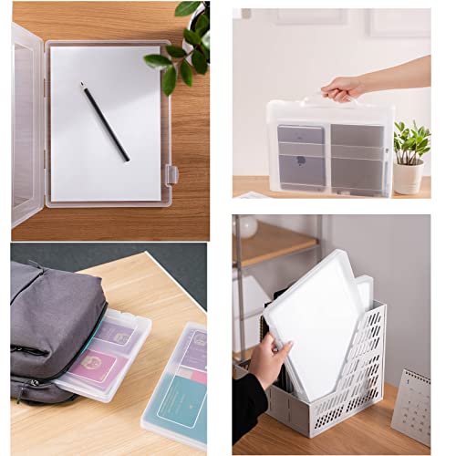 Aggofory Plastic A4 File Box, 2 Pack Transparent Double-Buckle Storage Box For Paper, Book Documents Magazines Paper Protector, School Office Storage Container (2 Size) #TOP7