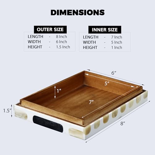 Image of Handicrafts Home Decorative Box - Handmade Jewelry Organizer Box with Lid - Keepsake Box for Home Decor, Jewelry, Accessories, Collectibles - Modern Wooden Storage Box - Caramel, 8X6X1.5 inch