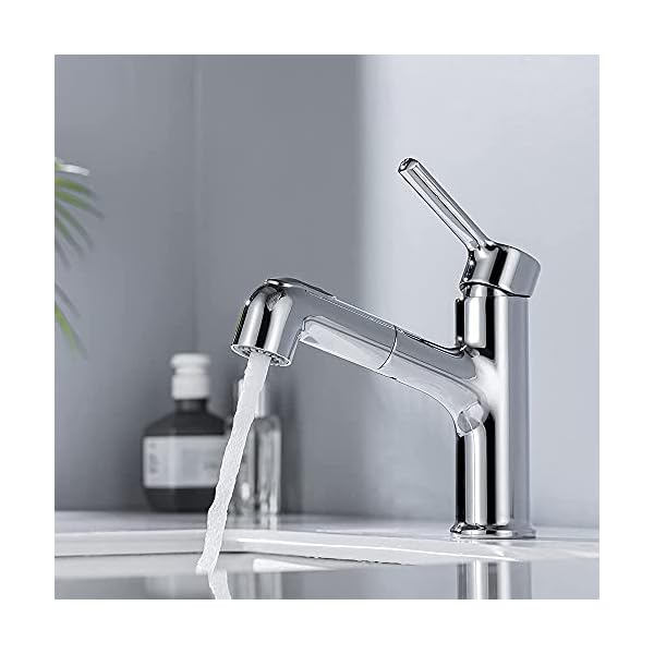 ONECE Wasserhahn Bad mit ausziehbar Brause, Waschtischarmatur aus Messing Einhebelmischer Badarmatur Waschbecken… – Bild 7