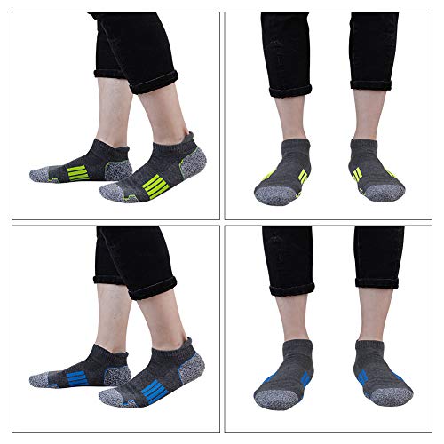 JOYNÉE Mens Athletic Ankle Sports Running Low Cut Tab Socks for Men 6 Pairs,2Black2White2Grey,Sock Size 10-132