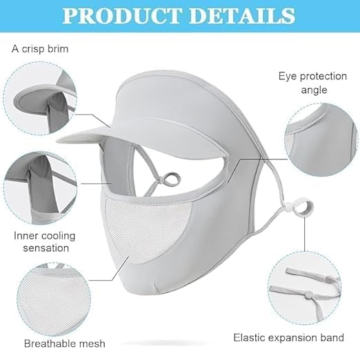 Image of Sunscreen Face Shield with Hat Brim, Ice Silk Material, UV Protection Mask for Women, Pack of 1