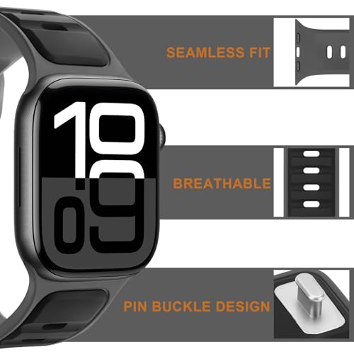 Anlinser Bands Compatible with Apple Watch Band for Women Men 42mm 41mm 40mm 38mm, Soft Sport Loop Waterproof Strap for iWatch Series 11/10/9/8/7/6/5/4-1 SE, Black-Gray - image 4