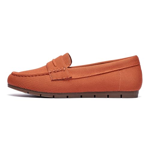 Image of Cvistpieo Loafers for Women Comfortable Dressy Casual Work Flats Lightweight & Breathable Slip On Walking Shoes Knit Brown Size 9.5 Wide Width