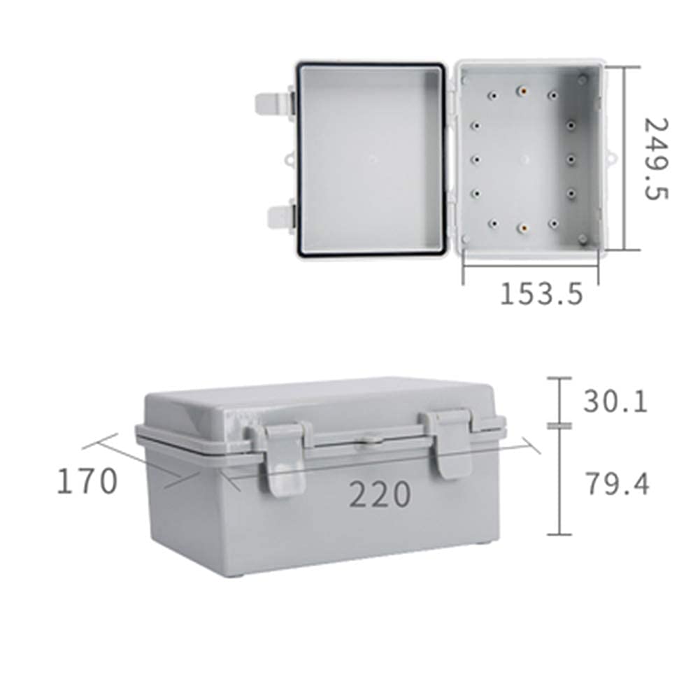 Fielect ABS Plastic Dustproof Waterproof IP67 Junction Box Universal Electrical Project Enclosure 6.69" x 8.66" x 4.33"