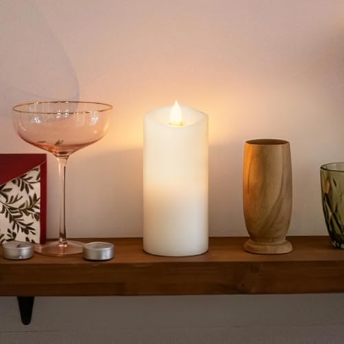 Image of 1PCS, 3 x 7 inches Flameless Candle with Remote Control, 3D Flickering Wick, Real Wax, Battery Candles,with Timer,Battery Powered Candles,for Holiday Home Decor,White