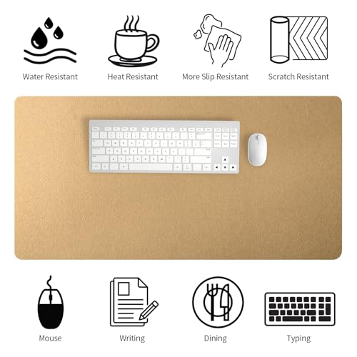Image of Bloss Gold Desk Mat, PU Large Mouse Pad for Desk, Desk Matt for Desktop, Desk Pad Mat Waterproof, Computer Mat for Office /Home /Decor /Desk Protector(31.5 x 15.7 Inches)