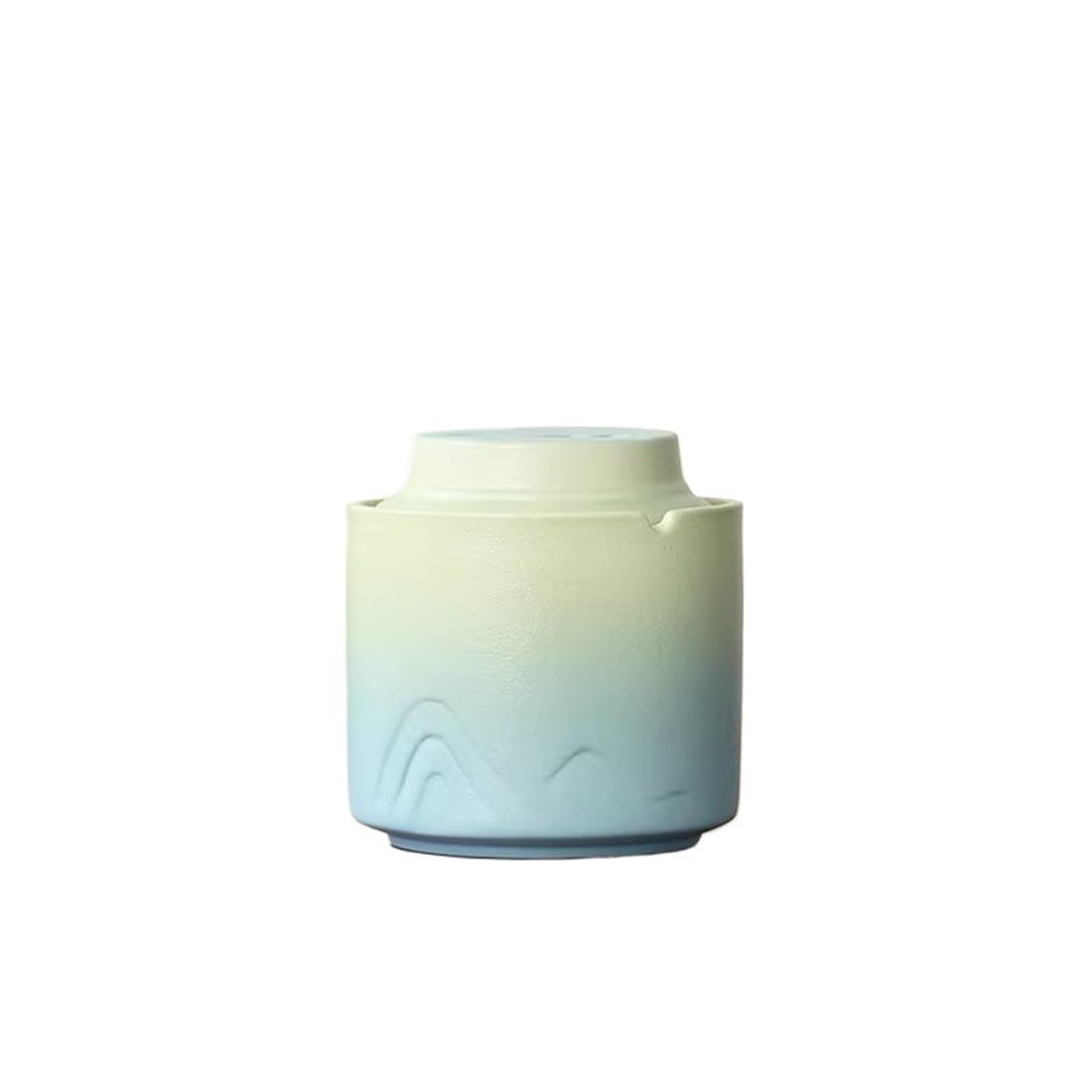 Ceramic Ashtray Gradient With Lid Home Office Ornament Tea Ceremony Accessory Decorative(Green)