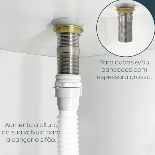 Dona D.cor, Válvula Longa Prolongador 1 1/4 Inox De Ralo De Pia Banheiro 40mm Prolongador Para Valvu