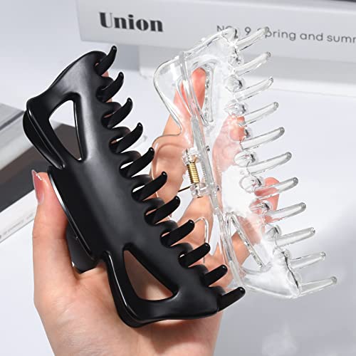 Claw Clips For Thick Hair,Ceelgon Hair Clips For Women Large Claw Clip 5.5 Inches Pack Of 2 (Black,Clear) #TOP4