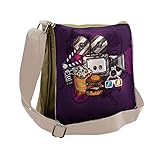 Ambesonne Modern Messenger Bag, Burgers Popcorns Cinema, Unisex Cross-body