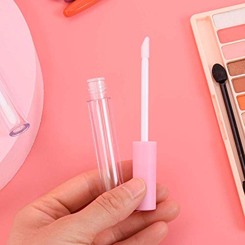 RONRONS Set of 20 Refillable Lip Gloss Bottles with Rubber Inserts,Empty Lip Gloss Tubes Containers (Pink+Black)