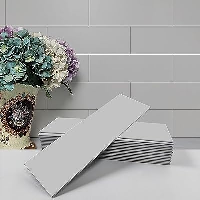 Avant Decor | Sample Tile | Stone Composite Subway Solid Color Tiles | Peel and Stick Kitchen Backsplash Tiles | Wall Tiles | 4” x 12” | Bex Metro Matte Stone