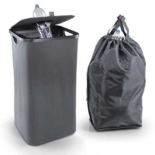 EASYmaxx Contenitore per bottiglie di pegno, 100 l, con 2 borse per il trasporto rimovibili, contenitore per bottiglie per vetri fuori e vuoto, raccoglitore per bottiglie per cucina e ripostiglio