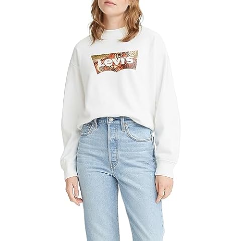 Levi's Women's Batwing Tiger Sweatshirt, Bright White Cover