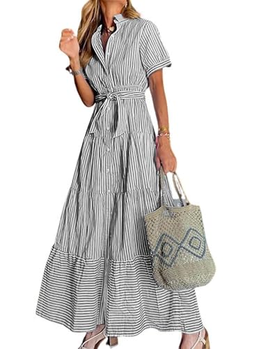 utcoco Womens Casual Short Sleeve Button Down Tie...