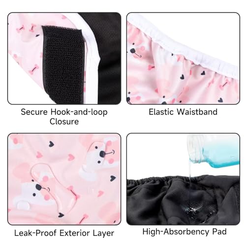 Image of Paw Legend Washable Reusable Female Dog Period Diapers for Heat Doggie Puppy Diapers for Female Dogs (3 Pack,X-Small)