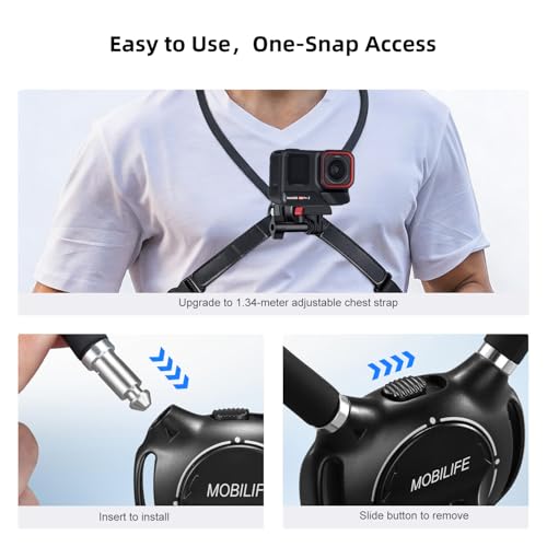 Image of MOBILIFE Insta 360 Action Camera Neck Mount Quick Release Hands-Free POV Neck Holder Ergonomics Silicone Anti-Shake Chest Strap Air Cushion Compatible with Insta 360 Ace /Ace Pro /Ace Pro 2 /Go 3S