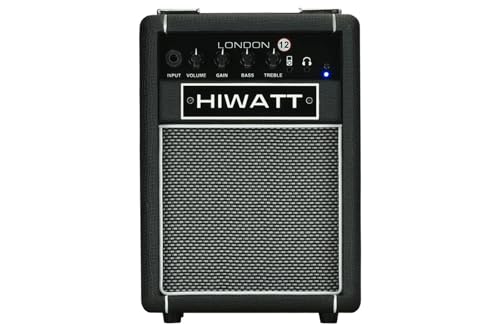 Hiwatt - London 12 Amplificador Combo para Guitarra 12 W, 1 Canal, Bluetooth, Salida de Auriculares de 3,5 mm, Entrada AUX, Controles de Volumen, Gain, Agudos y Graves, Negro
