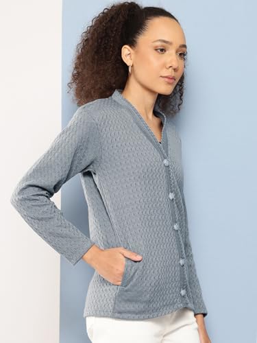 Image of Aarika Womens Casual Wear Black Colour Solid Woolen Cardigan