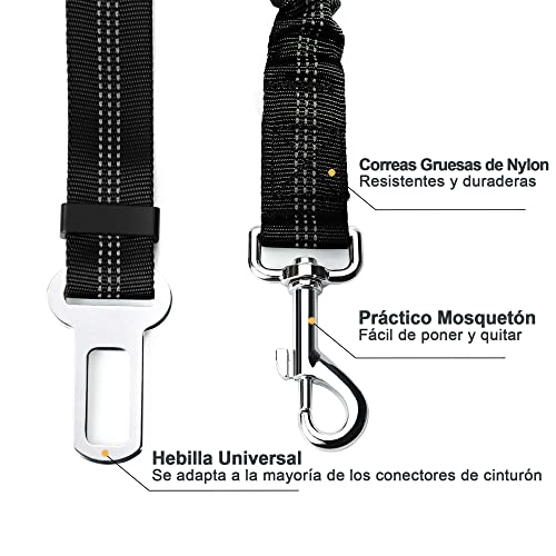 Miniatura 2 de Toozey Cinturón Seguridad Perro, 2 Unidades Cinturón Perro Coche Con Elástico Ruck Dämp Fung Y Fuerte Mosquetón, Ajustable Perros Correa Alta Seguridad Para Todas Las Razas Perros Y Gatos, Negro