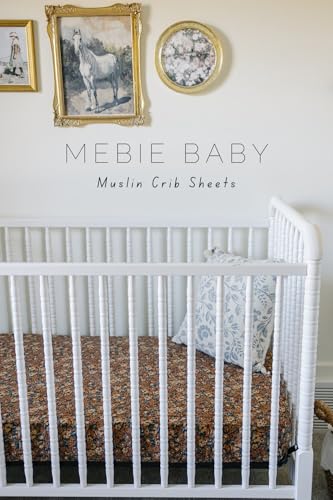 Image of Venetian Floral Muslin Crib Sheet by Mebie Baby, Soft and Breathable Bed Sheets for Babies, Modern Neutral Bedding for Cribs, Standard Crib Mattress Fitted Sheet, Great for Boy or Girl Room or Nursery