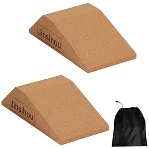 Bloque de cuña antideslizante inclinado para pantorrillas, juego de 2 estiradores de piernas de tobillo, rampa de corcho resistente para sentadillas elevadas en el talón, sentadillas divididas ATG,