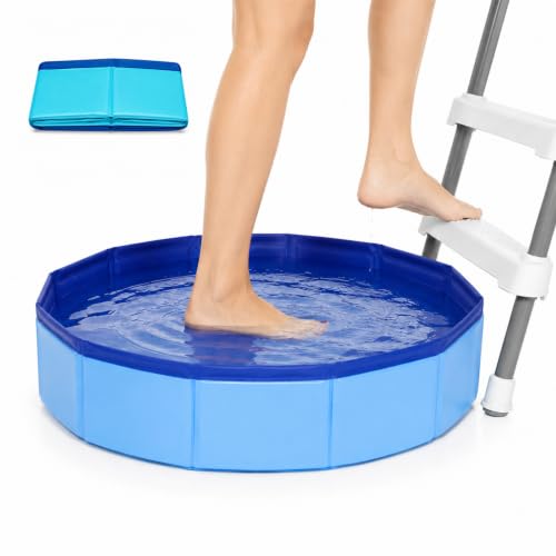 Foldable Pool Foot Bath, 19.68" x 3.93" Collapsible PVC Foot Wash Basin, No Inflation Needed Foot Rinse Tray for Above Ground Swimming Pools, Beach & Outdoor Camping, Pool Foot Cleaner Accessories