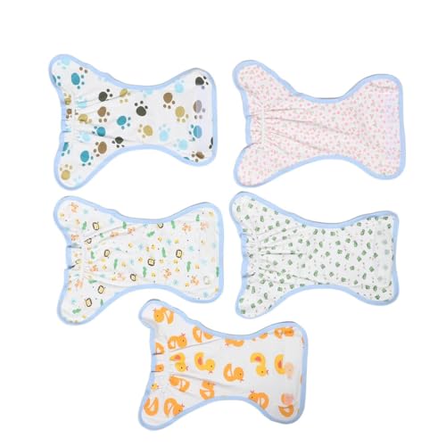 ifundom Pañales de Algodón Reutilizables para Ñiño 5 Piezas, Lavables, Estampados Divertidos (patos, Ranas, Leones, Cocodrilos, Huellas), Pantalones de Entrenamiento para Recién