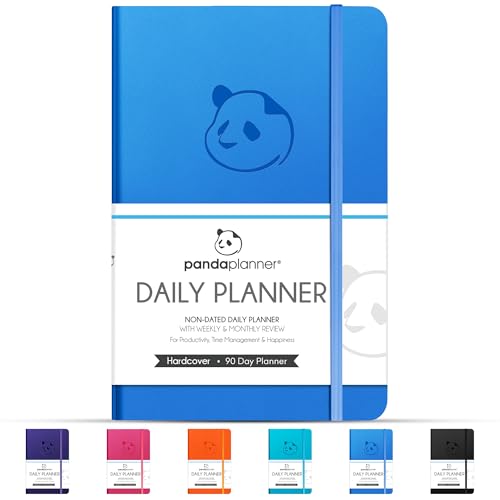 Panda Planner Classic A5 Daily Planner 2026 – Undated Daily & Quarterly Planner with Hourly Schedule, Productivity Calendar, To Do List, Goal Planner, Habit Tracker & Gratitude Journal for Home or Office – Blue