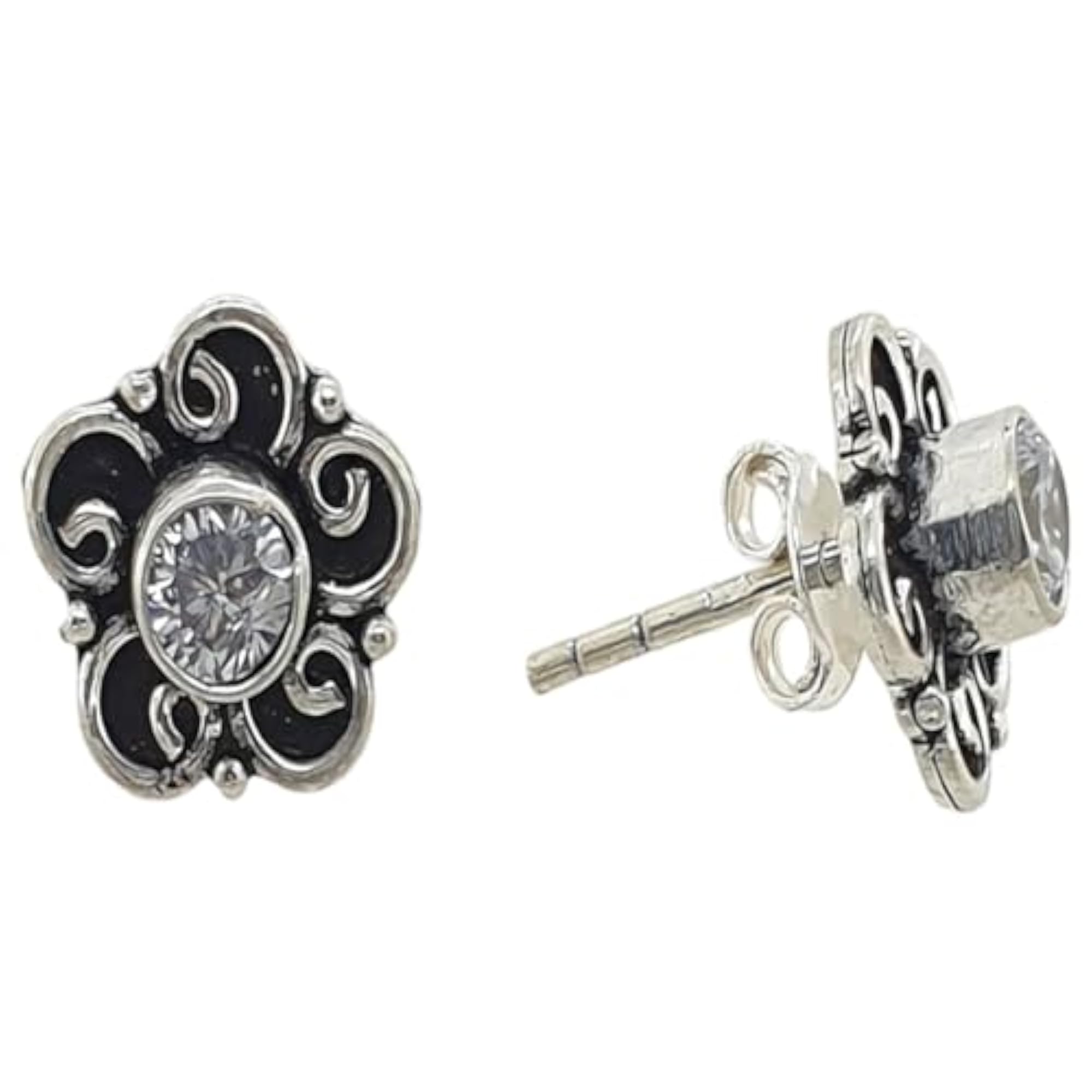 Women's 925 Sterling Silver Round Zircon Designer Stud Earrings