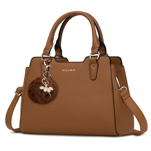 IGOLUMON Bolsos de Mano Piel para Mujer para Universitarias Trabajo Bolso Bandolera Universidad Marca Bolsa Outlet Marca Tote Bag Negro Marrón