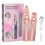 Eyebrow & Facial Hair Removal for Women, 2 in 1 Rechargeable Face Shavers and Eyebrow Trimmer with LED Light, Portable Painless Hair Removal Device for Eyebrows Lips Chin Body Peach Fuzz