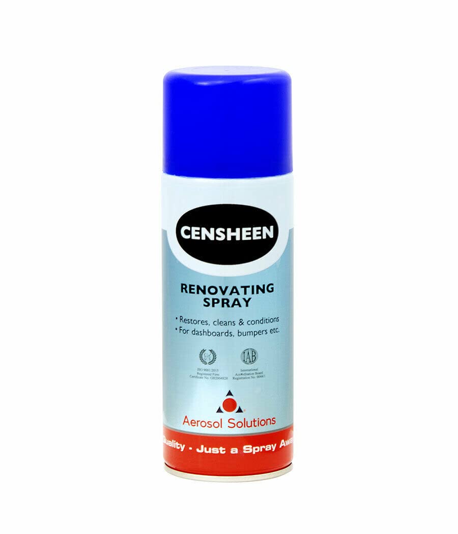 Aerosol Solutions Censheen Renovating Spray 400 Ml, Dashboard & Vinyl Restorer, Cleans, Conditions & Eliminates Squeaks, For Bumpers, Plastic Door Trims & Vinyl Seats