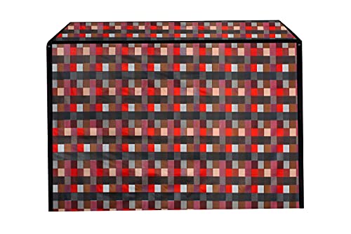 Image of Stylista Washing Machine Cover Compatible for Bosch 10 Kg Fully-Automatic Front Loading WGA254A0IN, Lattice Pattern Red