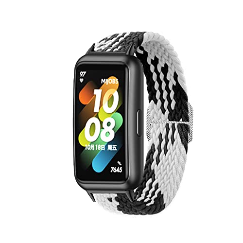 KINOEHOO Ersatzarmband kompatibel mit Huawei Band 7 Armband Weiche Uhrenarmbänder.(schwarz und weiß) Cover