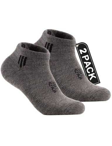 Juclise Alpaca Wool Ankle Socks 2 pairs Men&Women Summer Midweight Socks Moisture Wicking Cushion Anti-blister