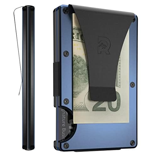 The Ridge Minimalistische RFID authentische Metall Geldbörse (Geldscheinklammer) Einheitsgröße Blau