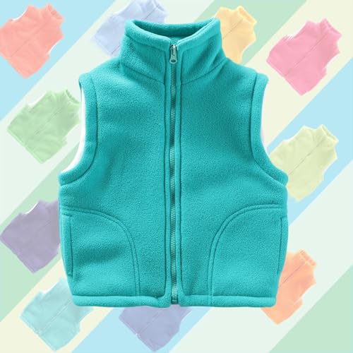 Girl's Full Zip Fleece Vest Warm Winter Sleeveless Stand Collar Sherpa Coat Fuzzy Outerwear with Pockets for Boys2