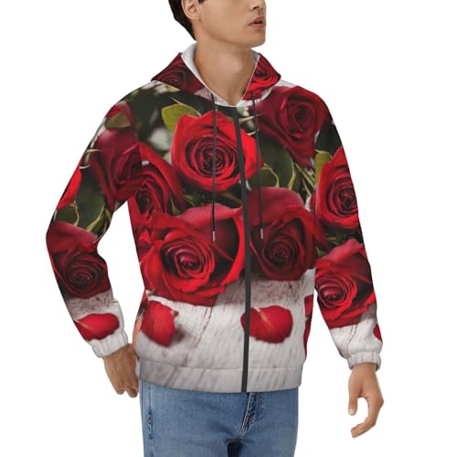 Sweat à capuche à motif floral rouge pour homme moderne et audacieux