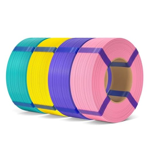 ELEGOO PLA Basic Refill Filament 1.75mm Bundle 4KG, 3D Printer Filament No Spool for Reusable Spool Refilling Dimensional Accuracy +/- 0.02mm, 4pcs 1kg Spool(2.2lbs) Pink/Purple/Yellow/Turquoise Green