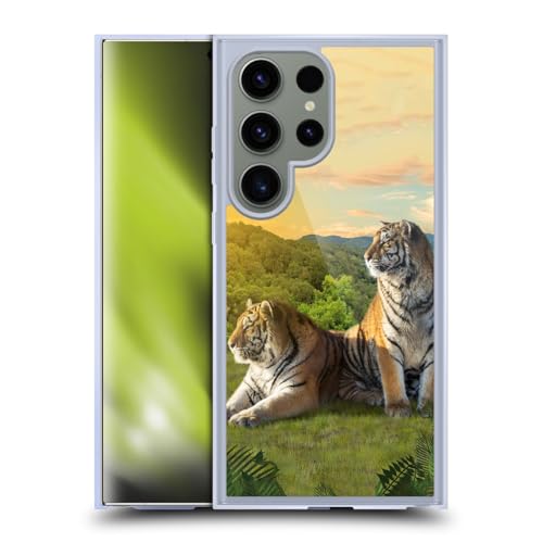 Coque en Gel Samsung Galaxy S24 Ultra MagSafe Vincent HIE Tigres Au Coucher du Soleil