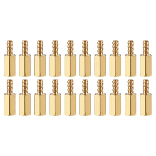 YOKIVE 20 Pcs M2.5 Standoff Screws, Brass Hex PCB Standoffs, Keep Height Consistent, Great for Motherboard (Gold Tone, 9mm+6mm)
