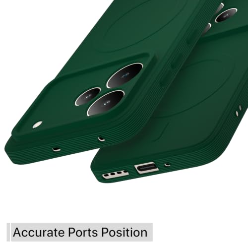 Image of Outlouders Back Cover for Realme P4 Pro 5G Soft Matte Silicone Cover with Slim Fit | Mag-Safe Logo (Not Mag-Safe Compatible) | Shockproof | Camera Protection Bumper Case (Green)