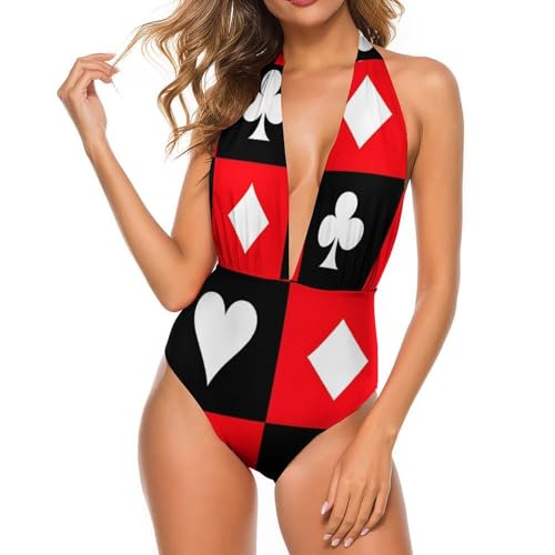 Womens V Neck Swimsuit Summer Beach One Piece Bathing Suit Cheeky Backless Beach Outfit2