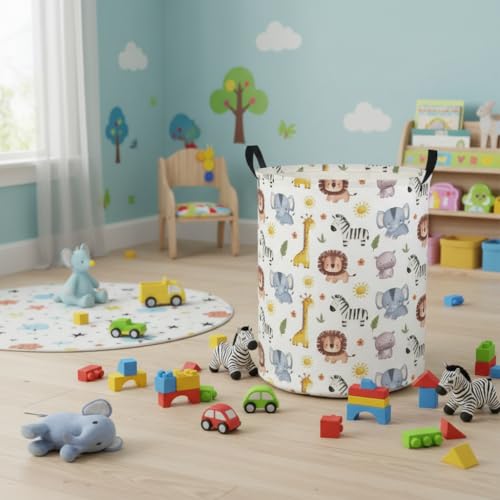 Image of Baby Laundry Hamper kids laundry Basket Waterproof Laundry Bag for Bedroom Clothes Organizer Room Decor(Animal)