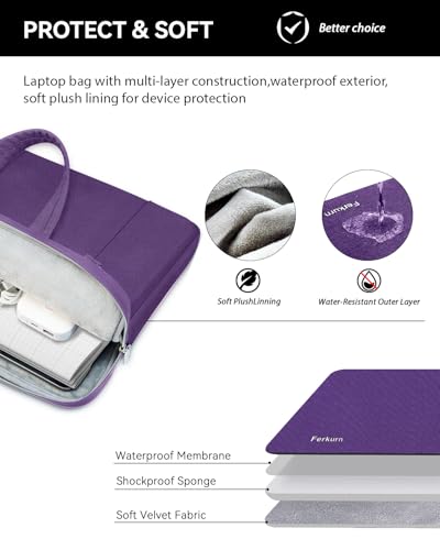 Image of Ferkurn Laptop Case Bag for Women Men Briefcase Messenger Bag, 15.6 16 Inch | Compatible with MacBook Pro M5 /HP OmniBook Omen Envy /Lenovo Yoga IdealPad /Dell Inspiron, Carrying Computer Bag,Purple